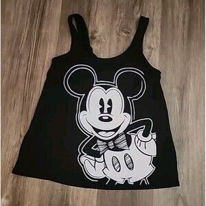 Disney Parks Womens XS Black Mickey Mouse Tank Open Back Layer Bow